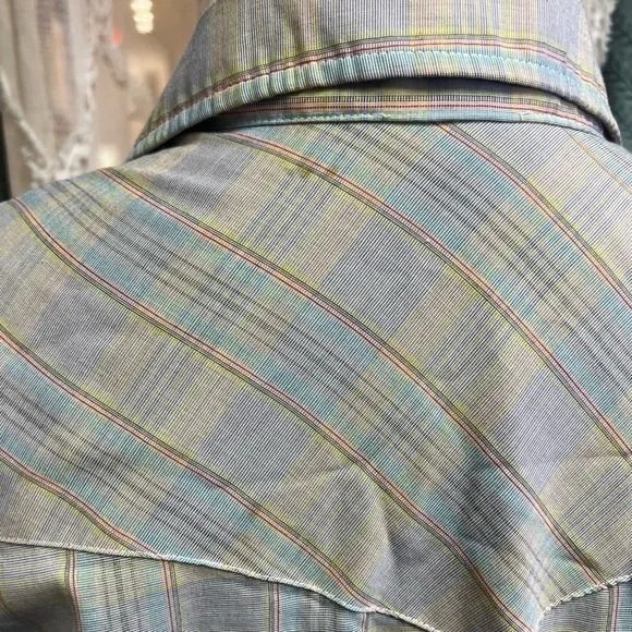 Vintage Men's Plaid Pearl Snap Short Sleeve Shirt - Size Large - Picture 11 of 14